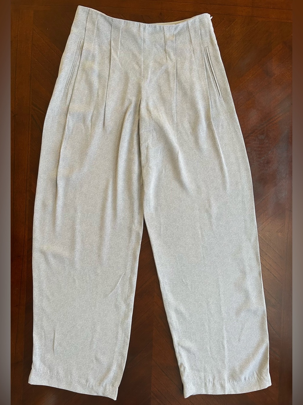 Giorgio Armani Light Silver Wide-Leg Trousers size 42